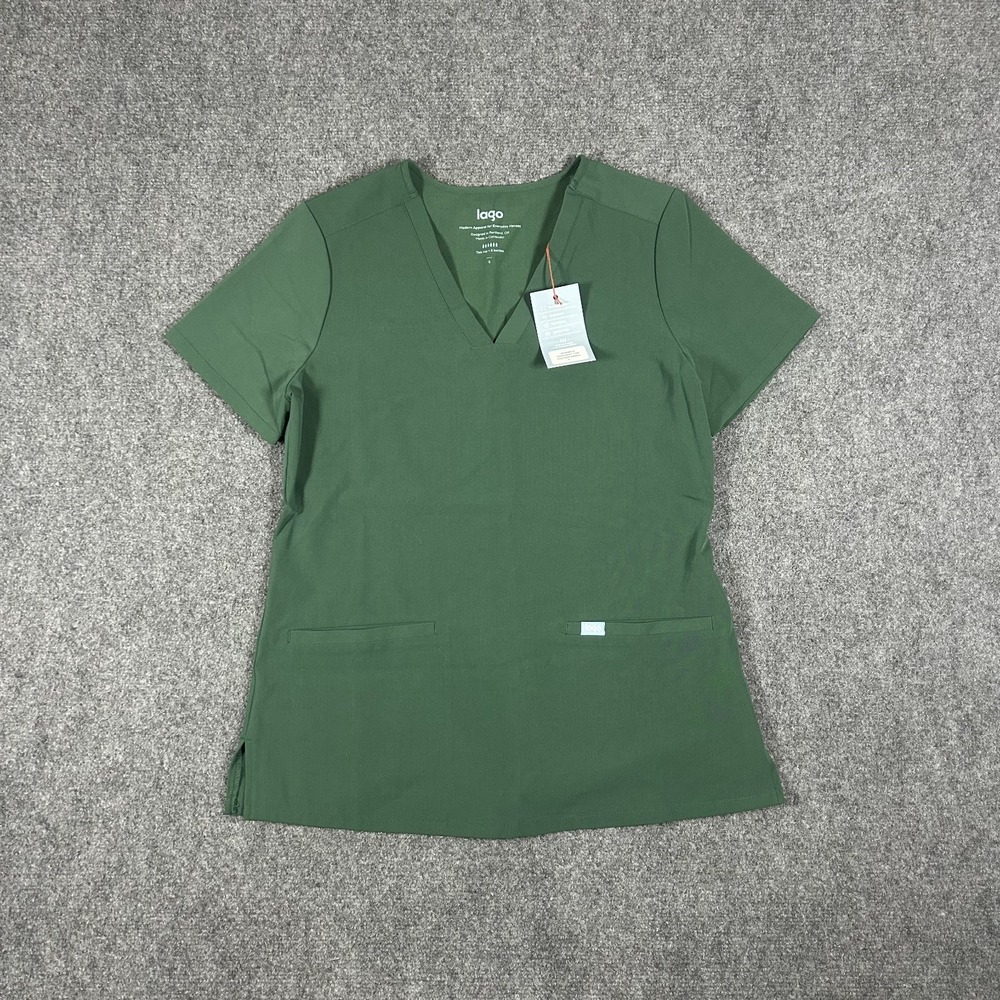 NWT Lago Scrub Top Women's Small Green V-Neck Short Sleeve Medical Uniform #2938